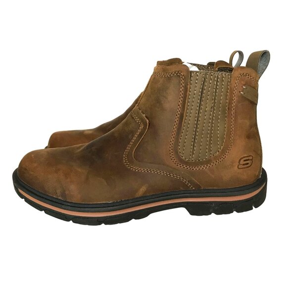 Skeckers 64263 Relaxed Fit Dorton Brown Leather Pull On Ankle Boots Men 8/41 Mem - Picture 7 of 10
